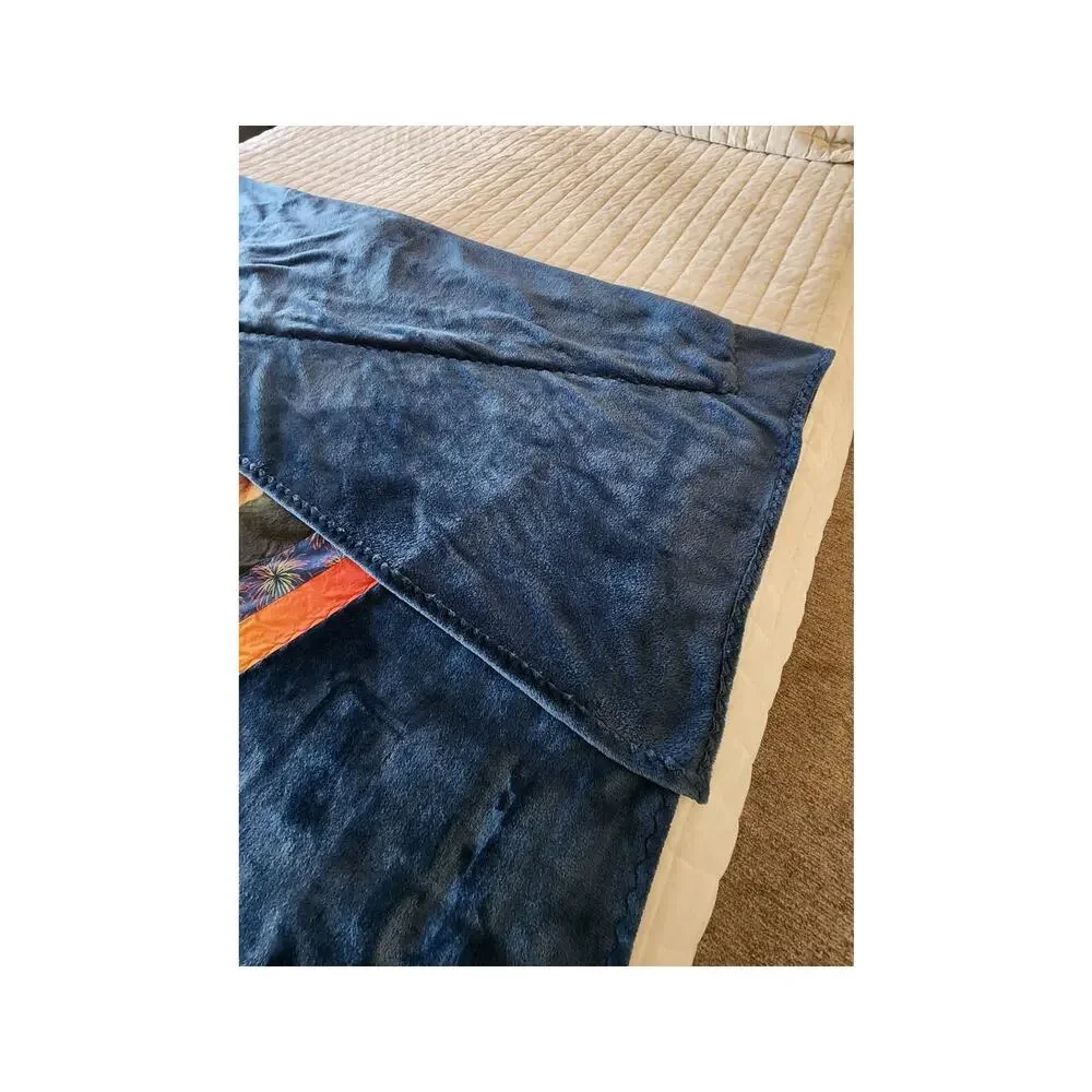 Patriotic Home of Brave Military Americana Project Linus Blue Blanket 57x63